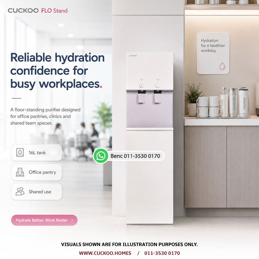 CUCKOO FLO Stand water purifier for office pantry hydration in Malaysia