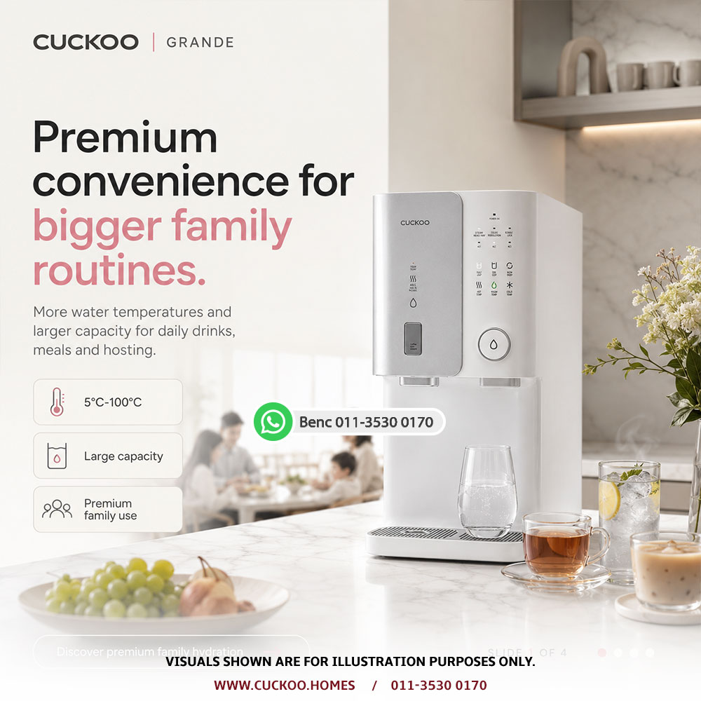 CUCKOO Grande water purifier for premium family hydration in Malaysia