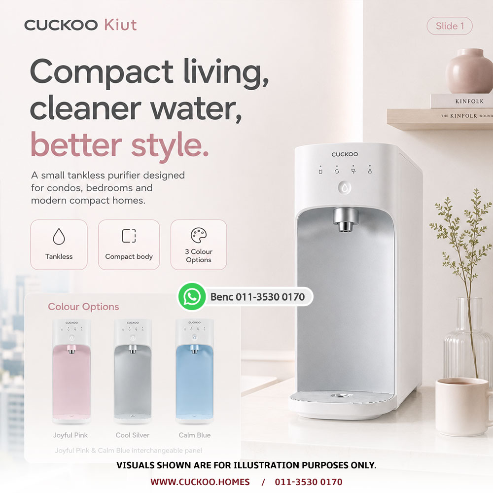 CUCKOO Kiut compact room-temperature water purifier in Malaysia