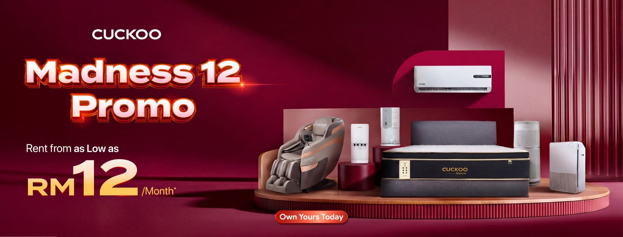 CUCKOO Madness 12 Promo, RM12 monthly promotion for selected Rental Plan registrations