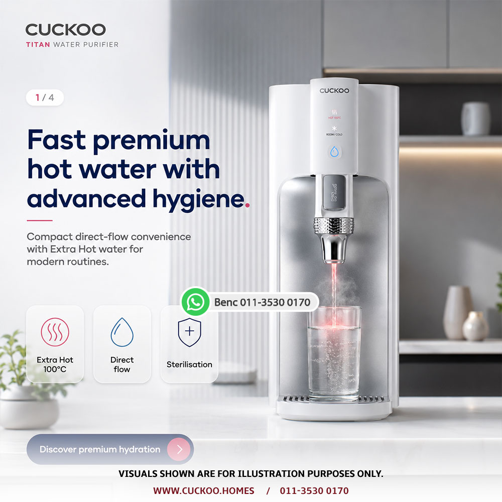 CUCKOO Titan compact water purifier with hot cold room and Extra Hot water