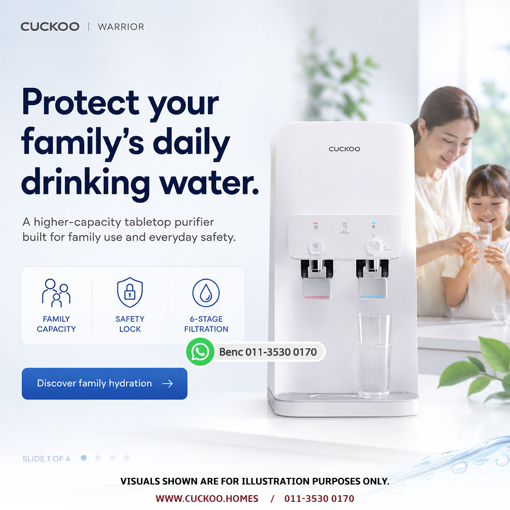 CUCKOO Warrior tabletop water purifier for family use in Malaysia