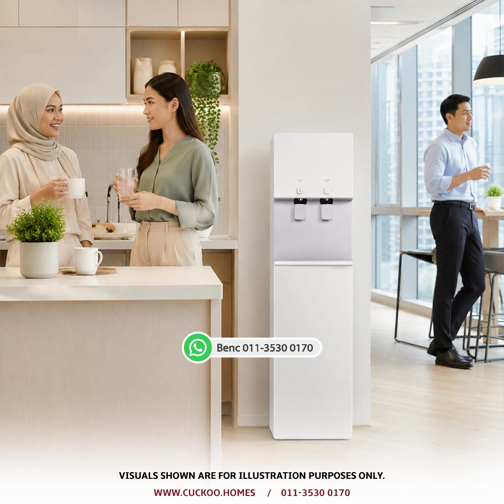 CUCKOO water dispenser in a modern office pantry in Malaysia